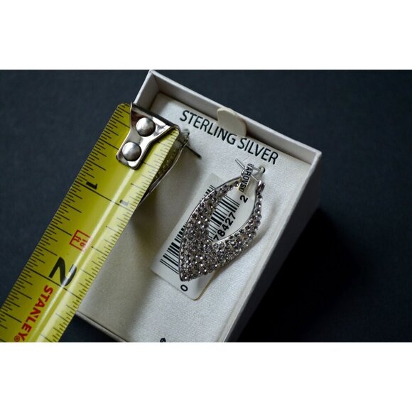 Sterling Silver Polished Diamond Shape Hoop Tanzanite Earrings - Picture 5 of 5